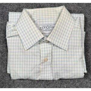 CHARLES TYRWHITT Non Iron Dress Shirt Blue/Yellow Size 15.5/33